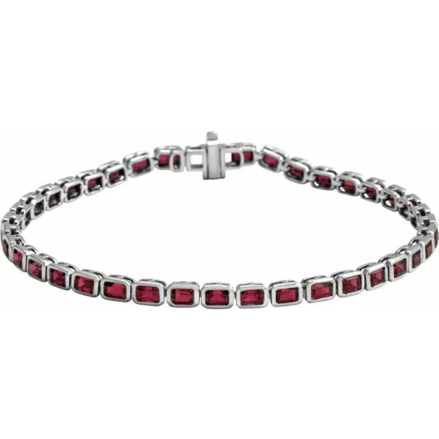 14K Emerald-Cut Bezel Gemstone Line Bracelet