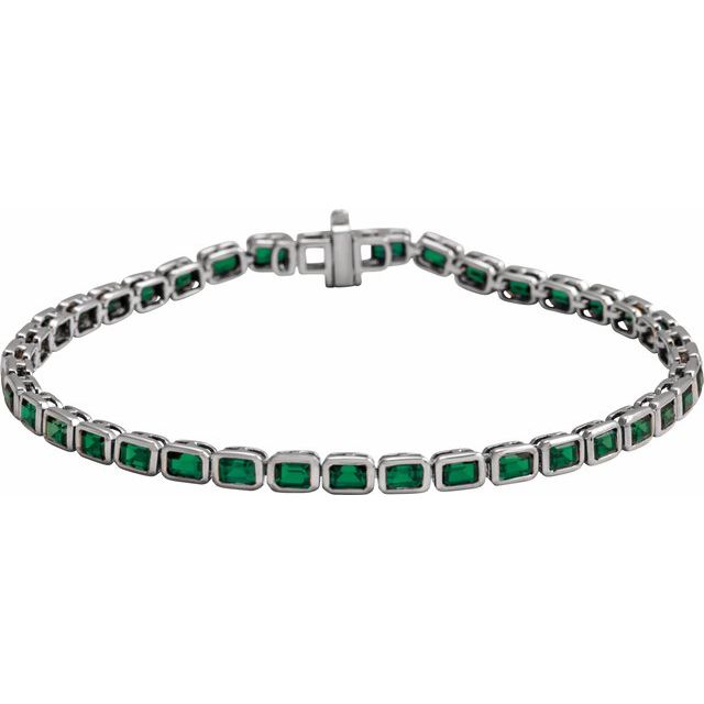 14K Emerald-Cut Bezel Gemstone Line Bracelet