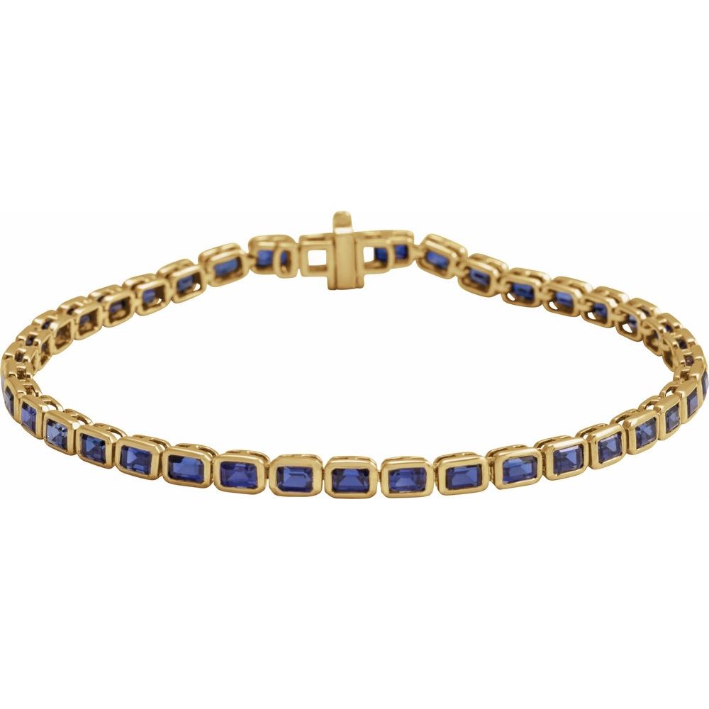 14K Emerald-Cut Bezel Gemstone Line Bracelet
