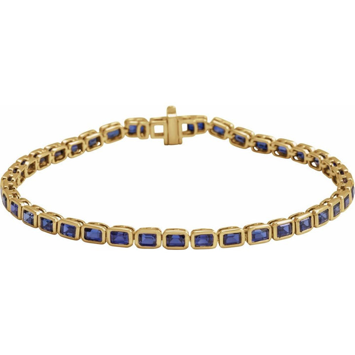 14K Emerald-Cut Bezel Gemstone Line Bracelet