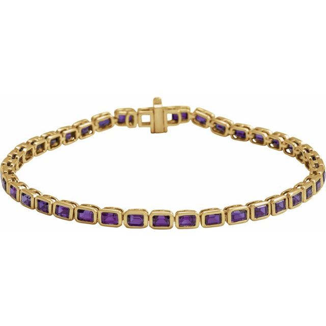 14K Emerald-Cut Bezel Gemstone Line Bracelet