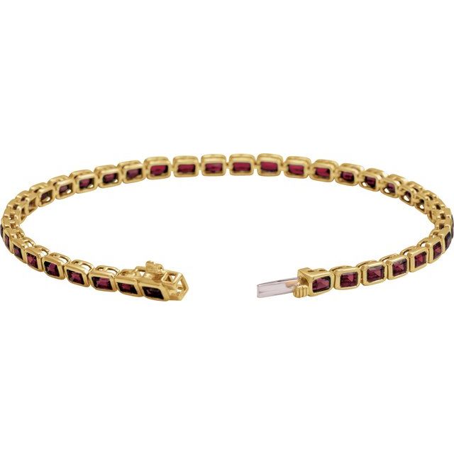 14K Emerald-Cut Bezel Gemstone Line Bracelet
