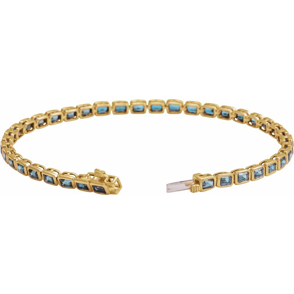14K Emerald-Cut Bezel Gemstone Line Bracelet