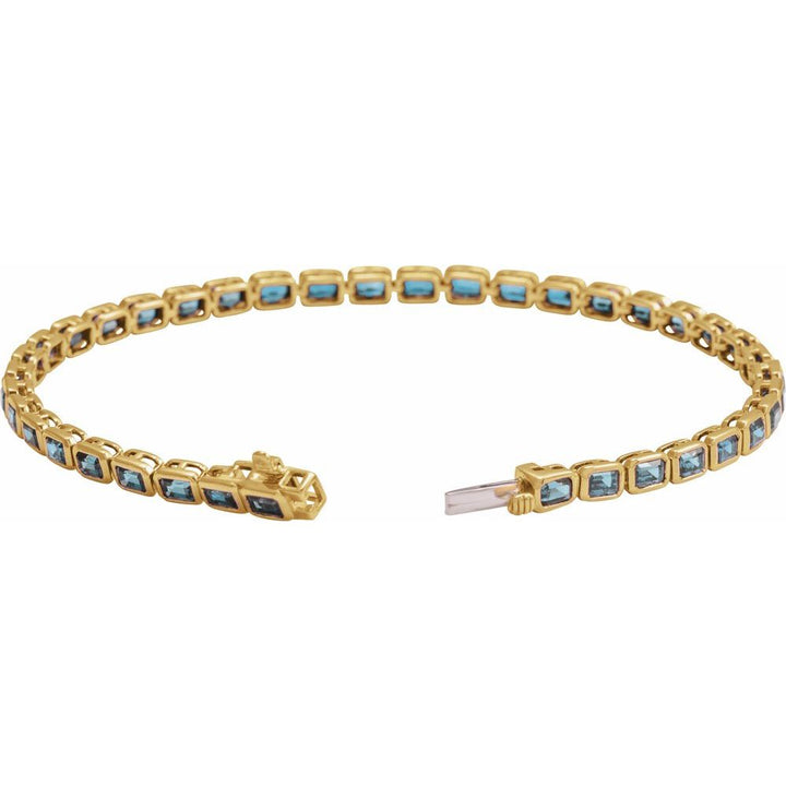 14K Emerald-Cut Bezel Gemstone Line Bracelet