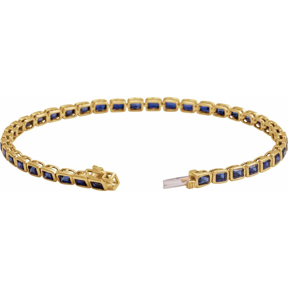 14K Emerald-Cut Bezel Gemstone Line Bracelet