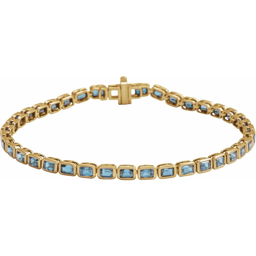 14K Emerald-Cut Bezel Gemstone Line Bracelet