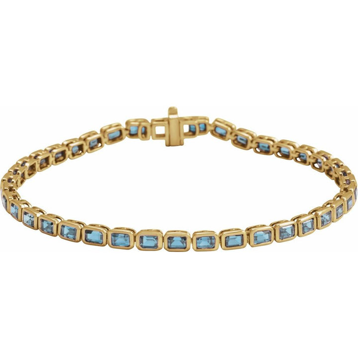 14K Emerald-Cut Bezel Gemstone Line Bracelet