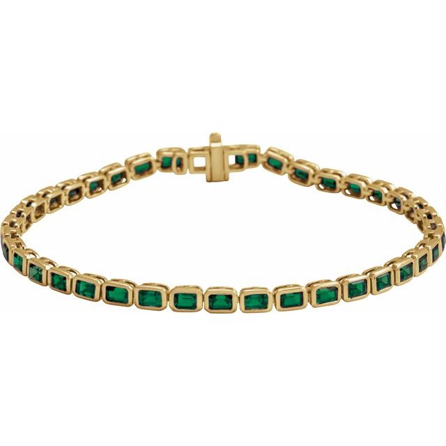 14K Emerald-Cut Bezel Gemstone Line Bracelet