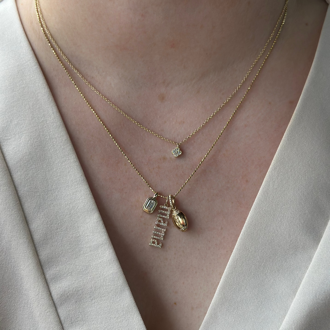 14K Emerald-Cut Bezel Pendant