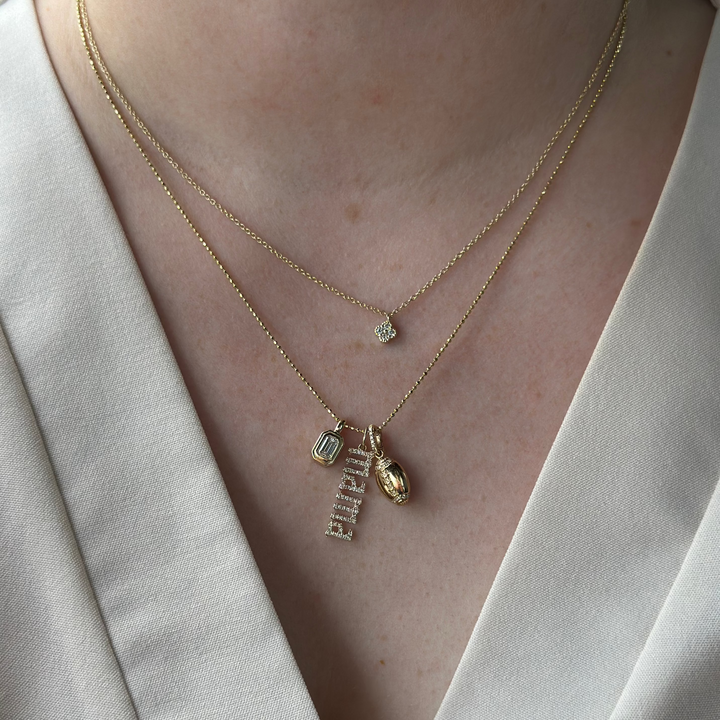 14K Emerald-Cut Bezel Pendant