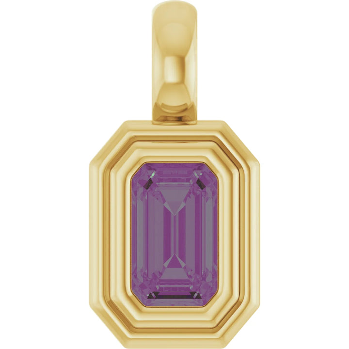 14K Emerald-Cut Bezel Pendant