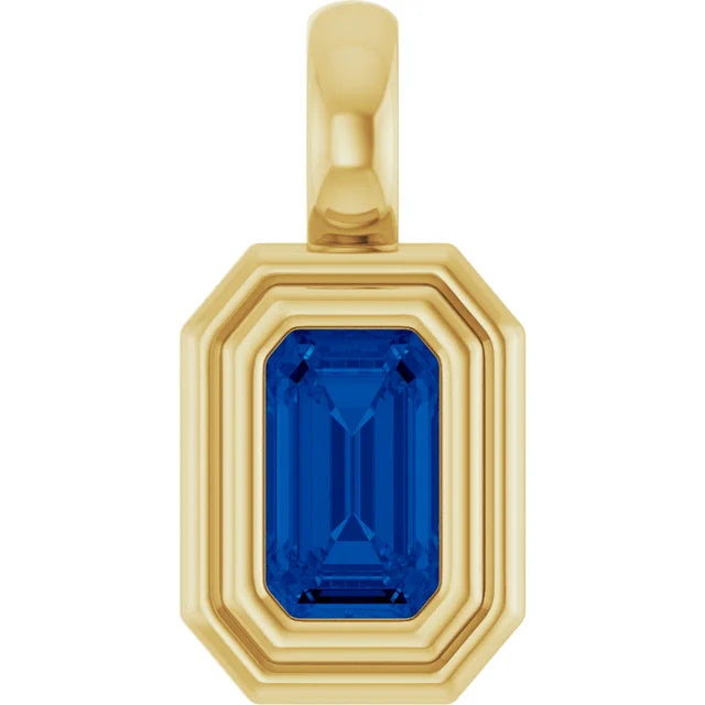 14K Emerald-Cut Bezel Pendant