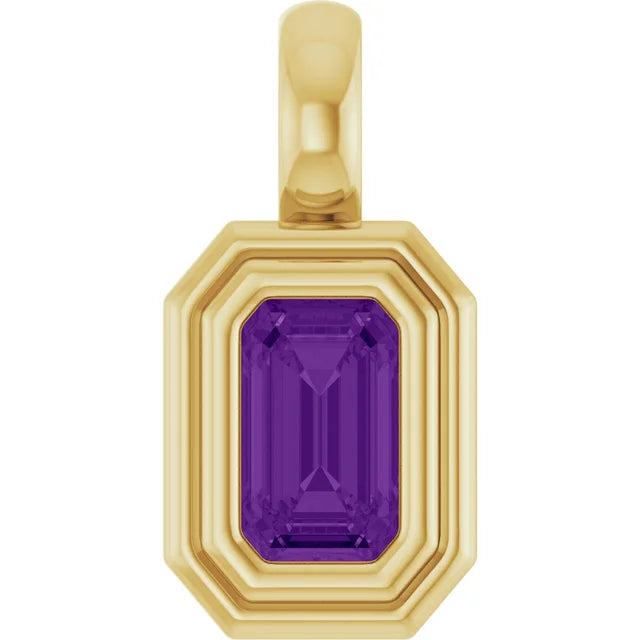 14K Emerald-Cut Bezel Pendant