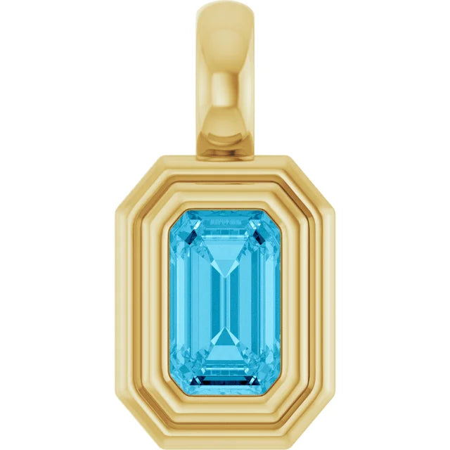 14K Emerald-Cut Bezel Pendant