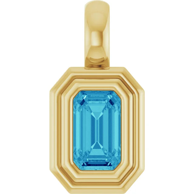 14K Emerald-Cut Bezel Pendant