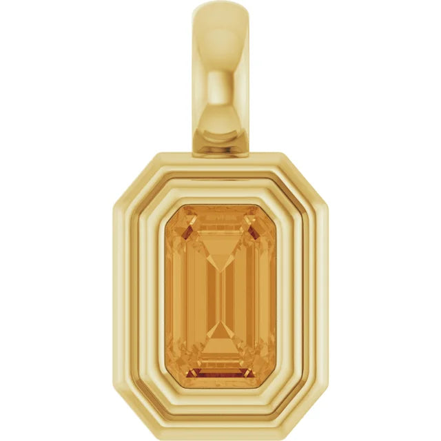 14K Emerald-Cut Bezel Pendant