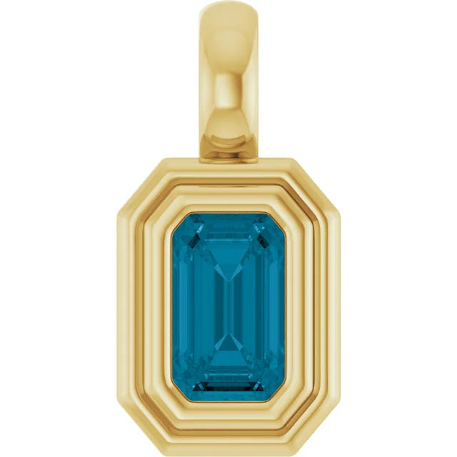 14K Emerald-Cut Bezel Pendant