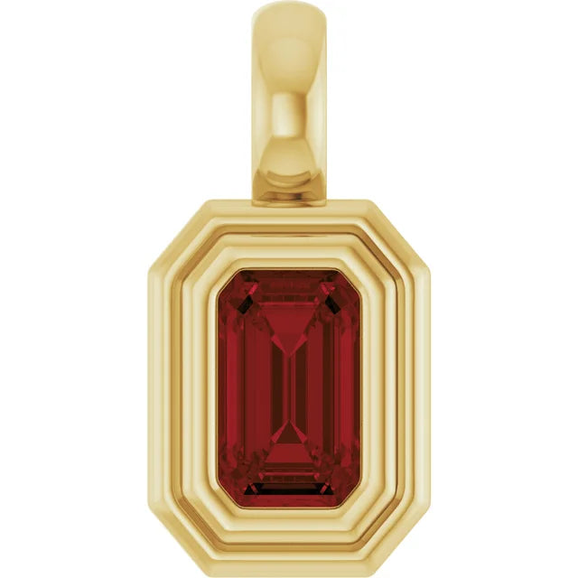 14K Emerald-Cut Bezel Pendant