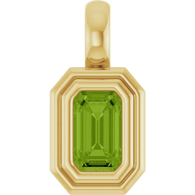 14K Emerald-Cut Bezel Pendant