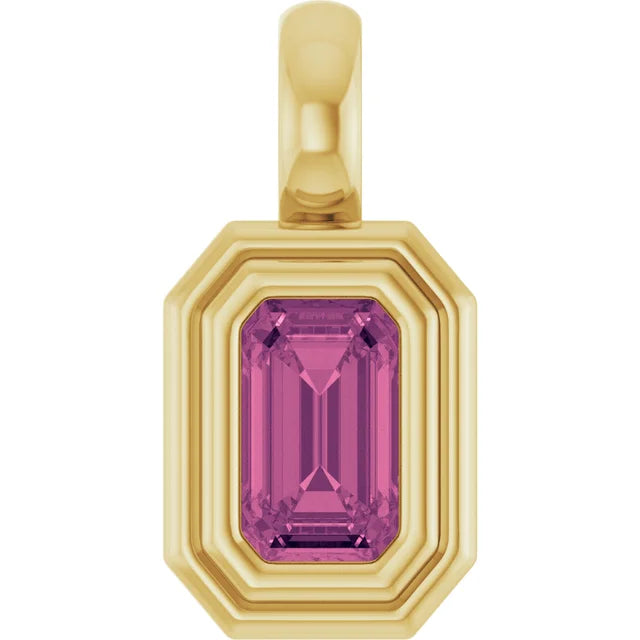 14K Emerald-Cut Bezel Pendant
