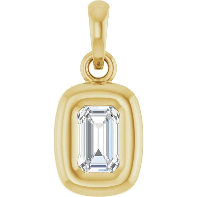 14K Emerald-Cut Diamond Mini Pendant-Embark Fine Jewelry