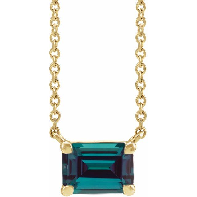 14K Emerald-Cut Gemstone Solitaire Necklace