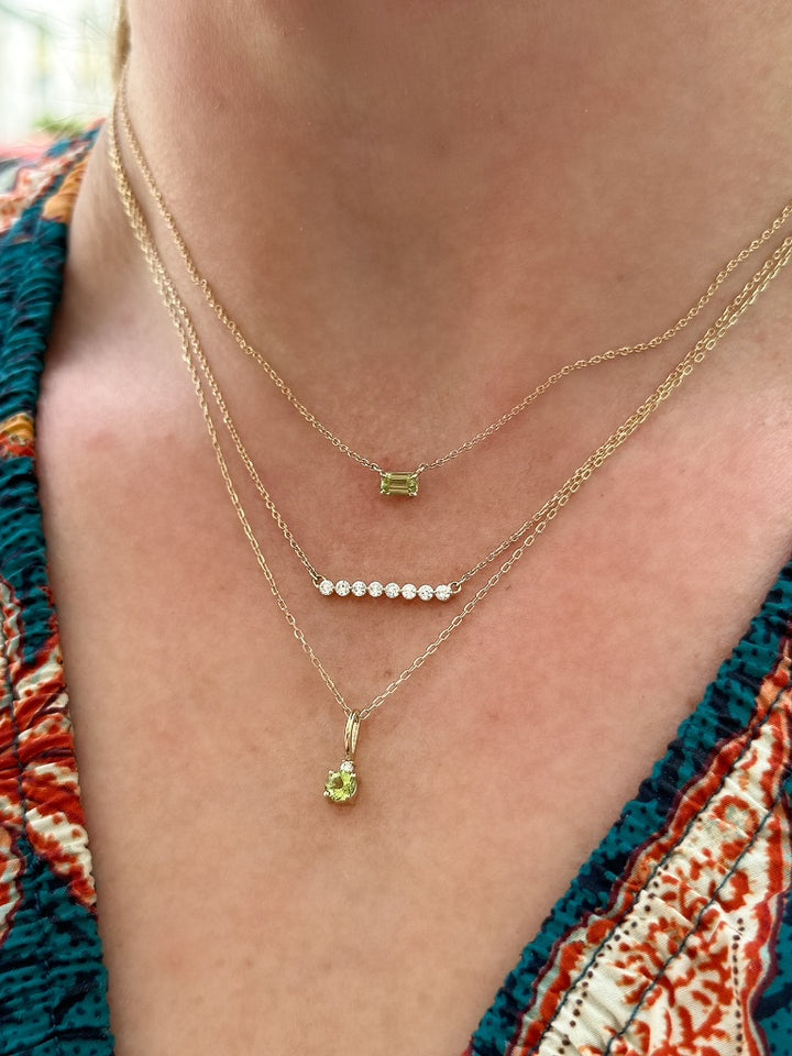 14K Emerald-Cut Gemstone Solitaire Necklace