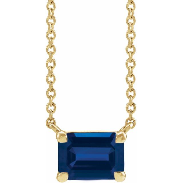 14K Emerald-Cut Gemstone Solitaire Necklace
