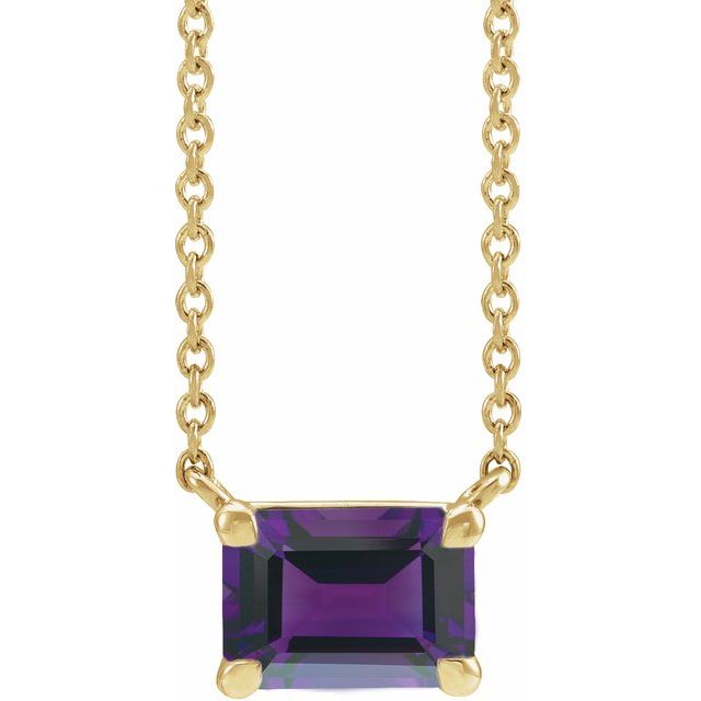 14K Emerald-Cut Gemstone Solitaire Necklace