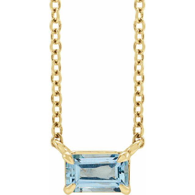 14K Emerald-Cut Gemstone Solitaire Necklace