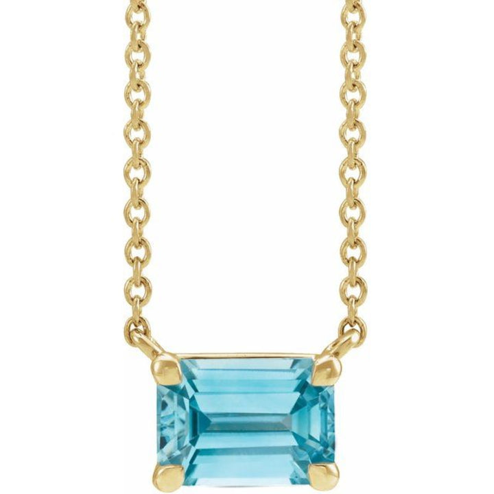 14K Emerald-Cut Gemstone Solitaire Necklace