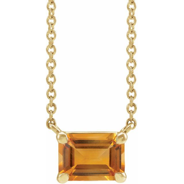 14K Emerald-Cut Gemstone Solitaire Necklace