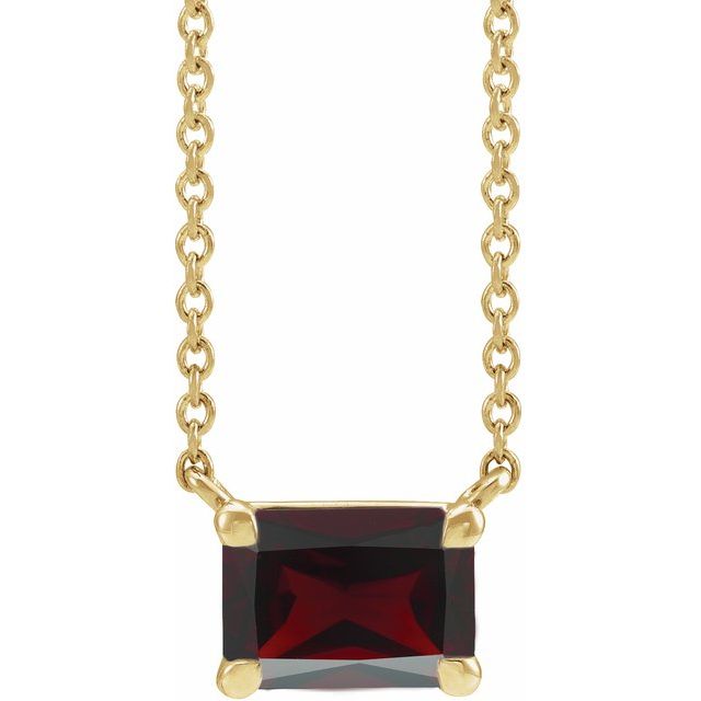 14K Emerald-Cut Gemstone Solitaire Necklace