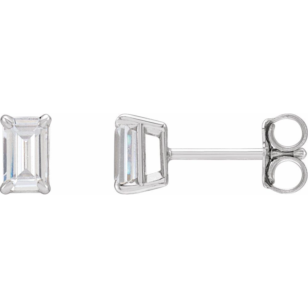 14K Emerald-Cut Lab Grown Diamond Studs