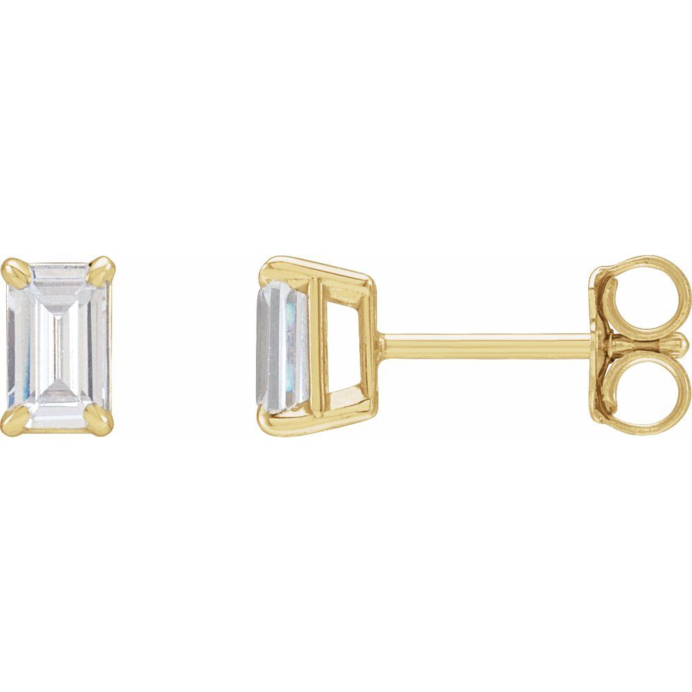 14K Emerald-Cut Lab Grown Diamond Studs