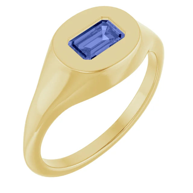 14K Emerald-Cut Solitaire Signet Ring-Embark Fine Jewelry