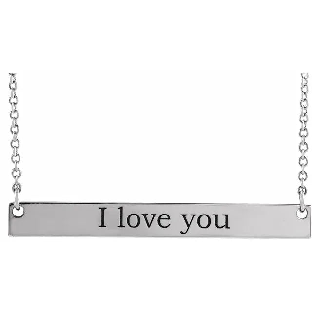 14K Engravable Bar Necklace