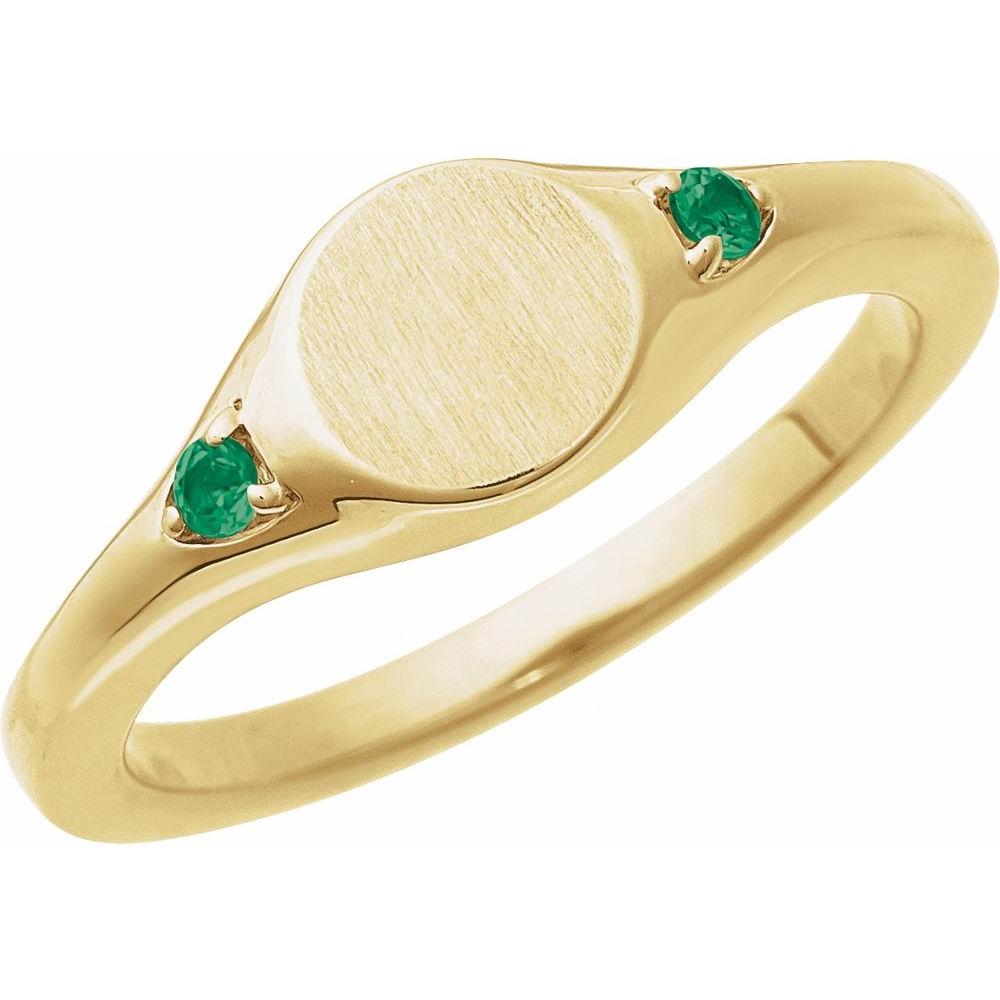 14K Engravable Gemstone Signet Ring