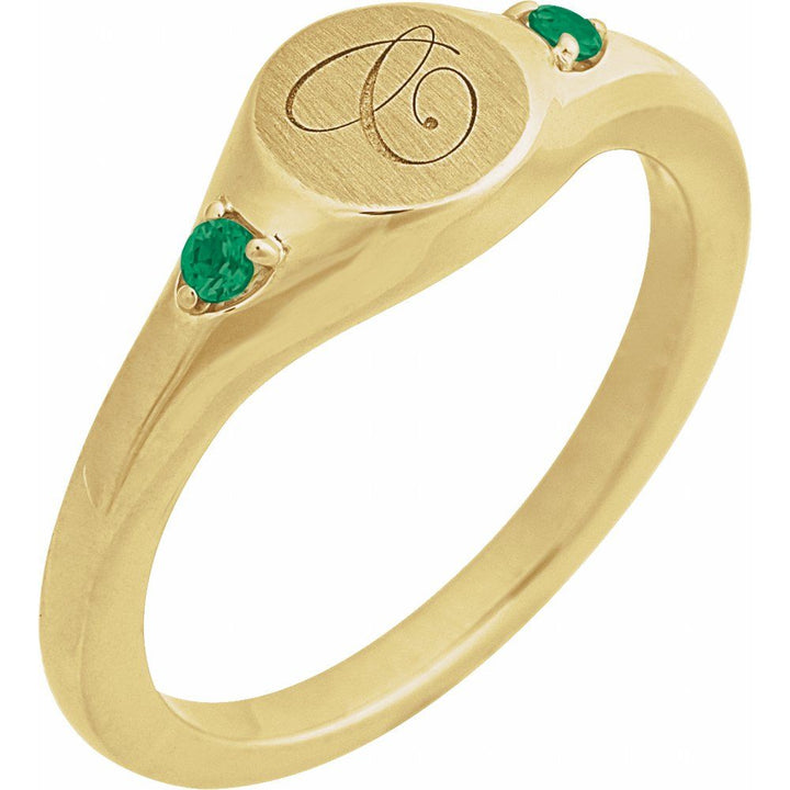 14K Engravable Gemstone Signet Ring