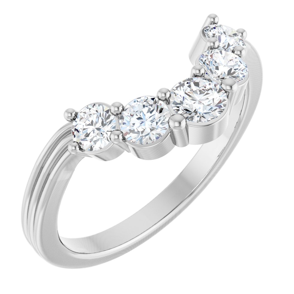 14K Five Stone Diamond Contour Band