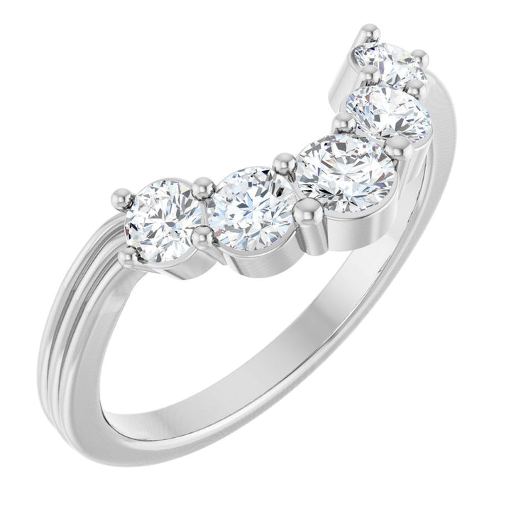 14K Five Stone Diamond Contour Band