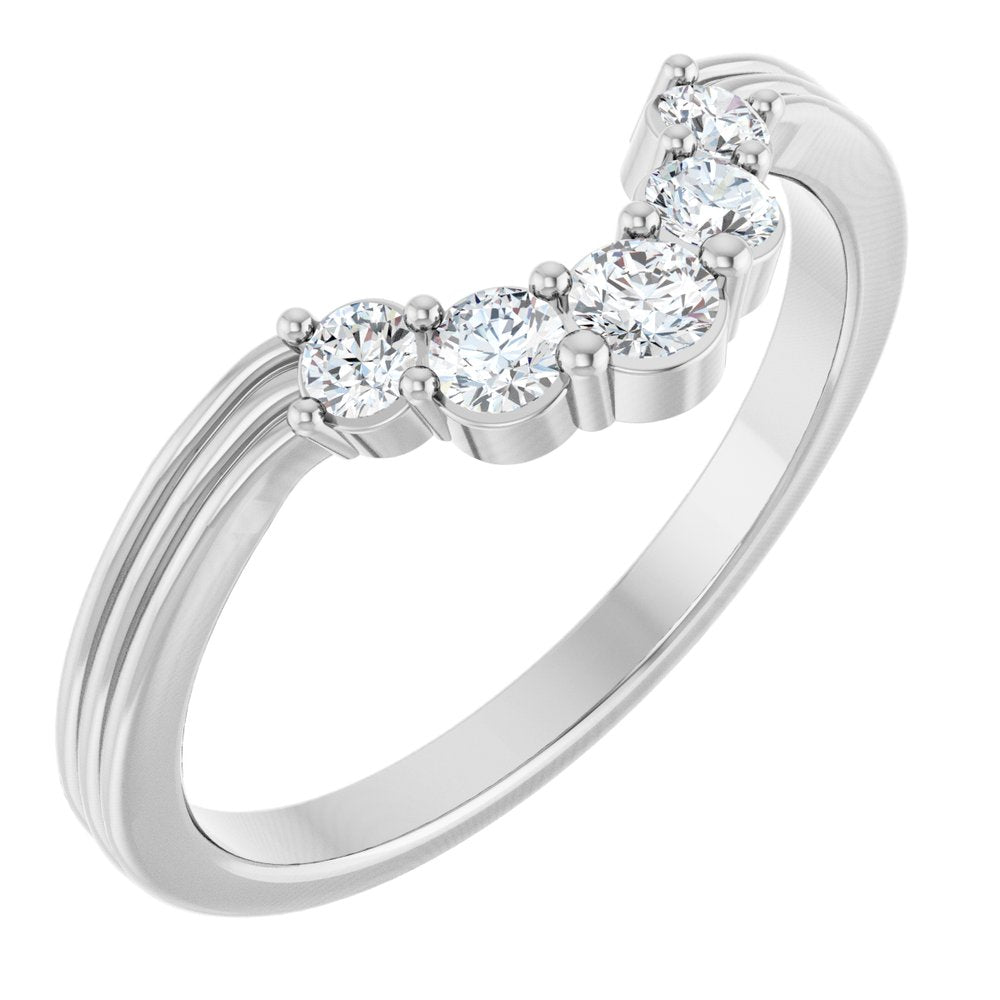 14K Five Stone Diamond Contour Band