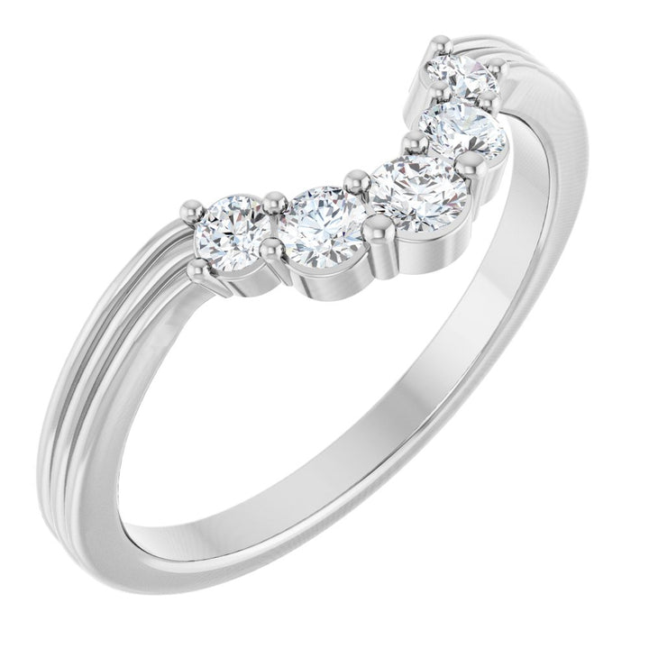 14K Five Stone Diamond Contour Band