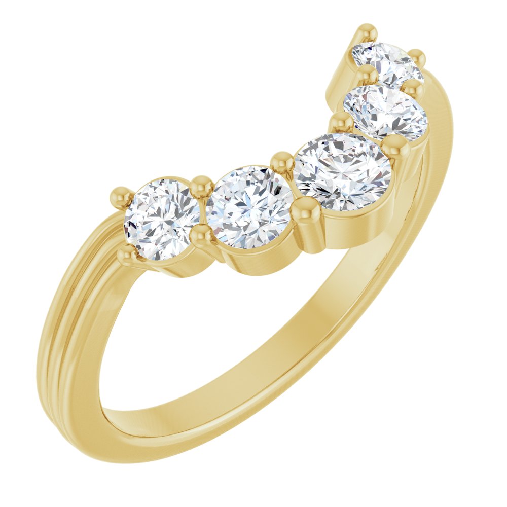 14K Five Stone Diamond Contour Band