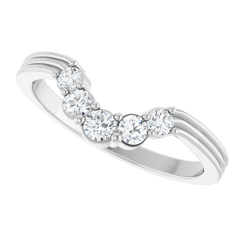 14K Five Stone Diamond Contour Band