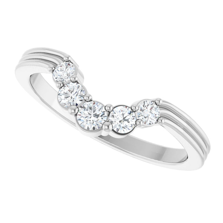 14K Five Stone Diamond Contour Band