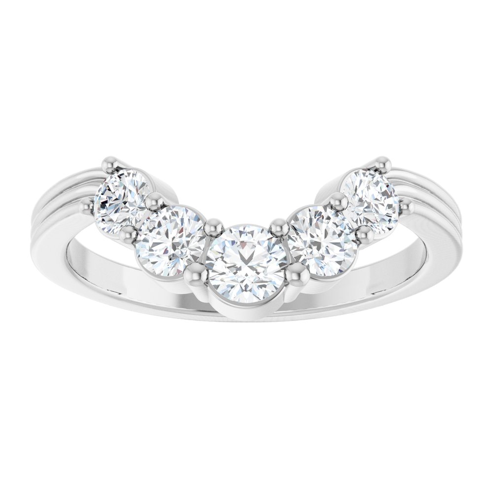 14K Five Stone Diamond Contour Band