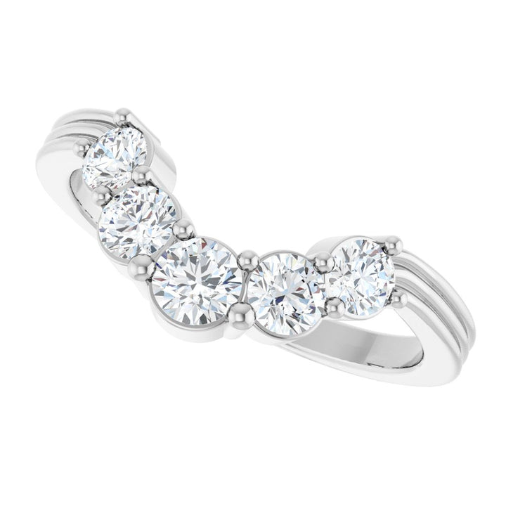 14K Five Stone Diamond Contour Band