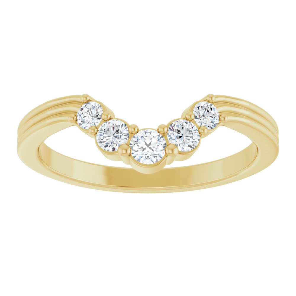 14K Five Stone Diamond Contour Band