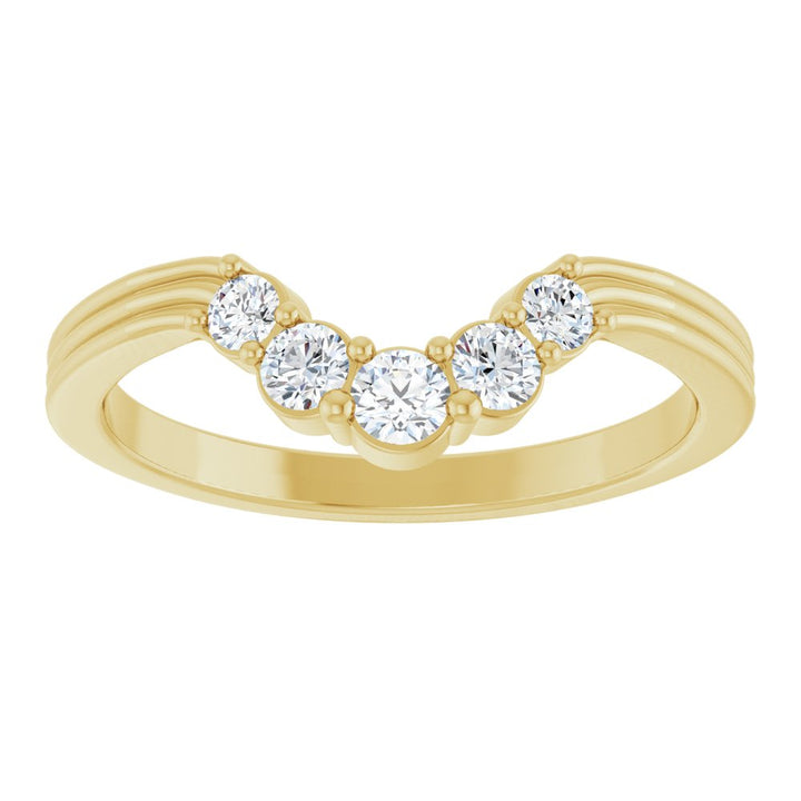 14K Five Stone Diamond Contour Band